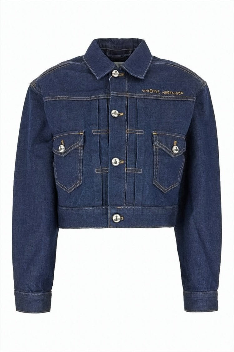Vivienne Westwood Cropped Denim Jacket With Classic Collar
