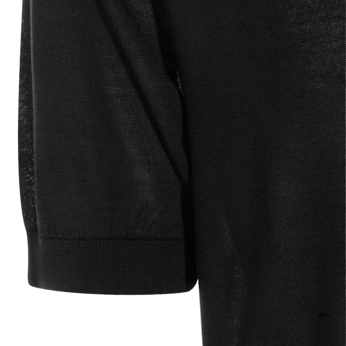 Seven Gauge Short-Sleeve Black T-Shirt With Classic Crew Neckline