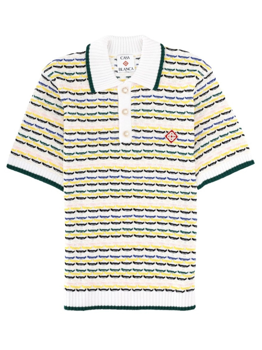 Casablanca Horizontal Stripes Contrasting Edges Polo Shirt