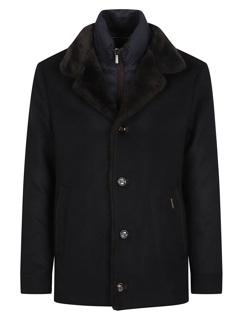 Moorer Teodor-Le Black Fur-Collar Wool-Cashmere Jacket