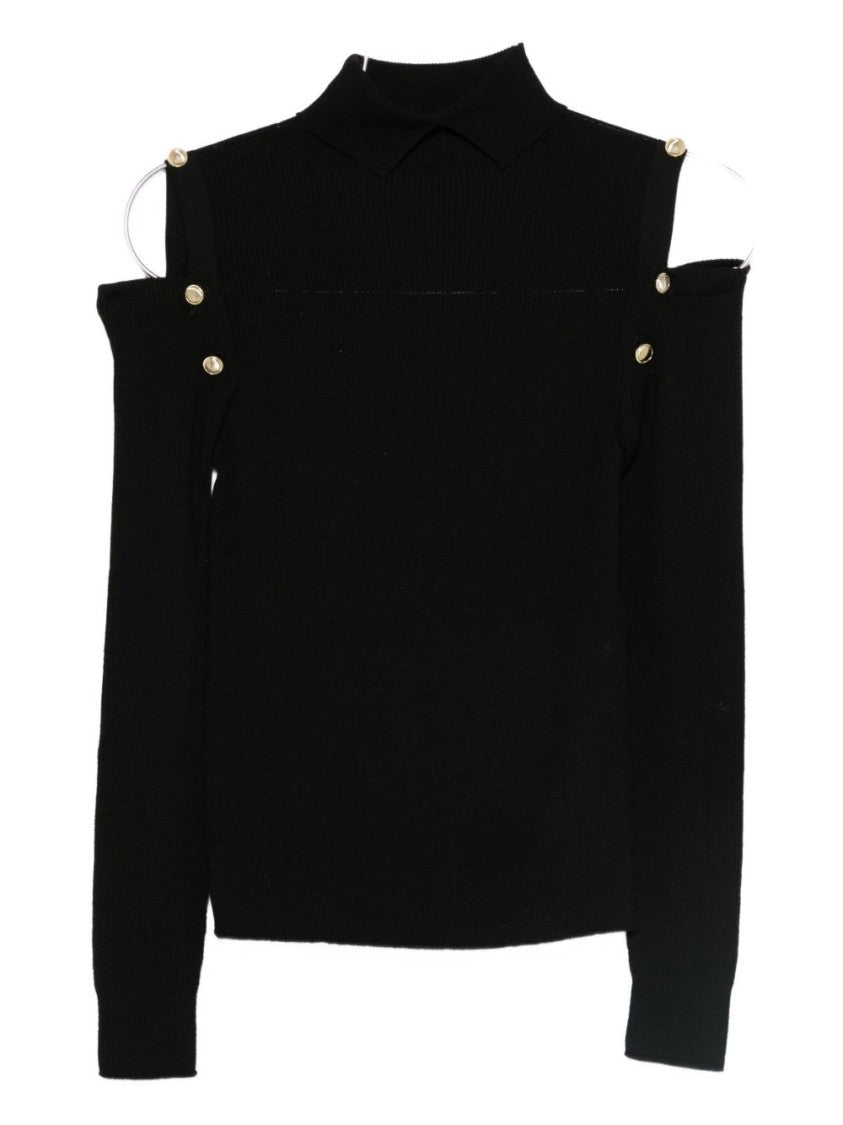 Dexterior High Neck Black Wool Sweater