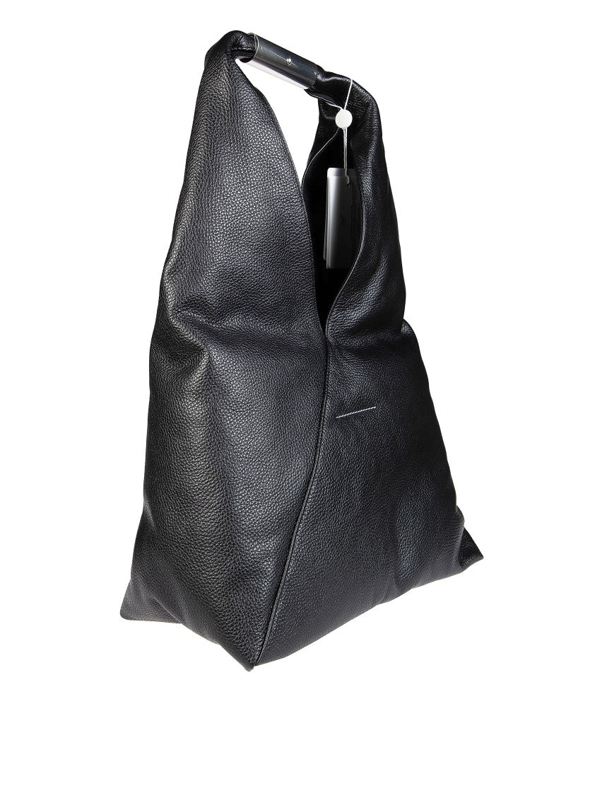 Mm6 By Maison Margiela Triangular Fold Over Pebbled Leather Shoulder Bag