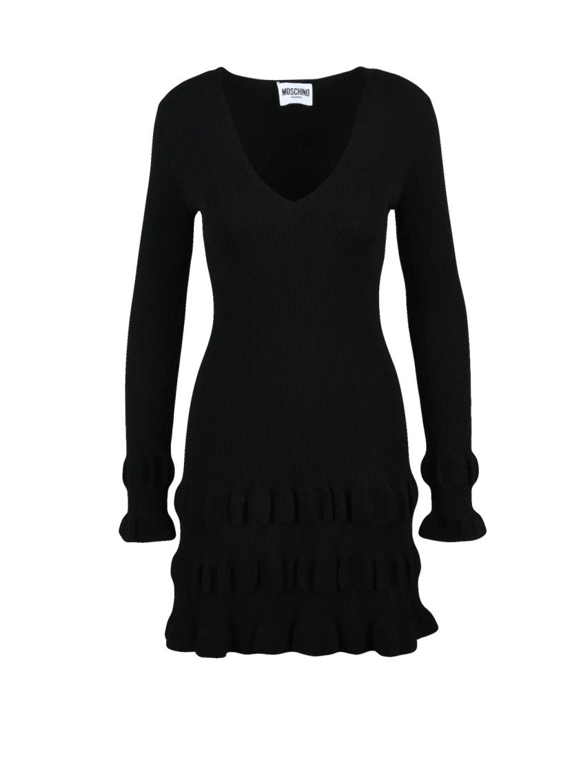Mo5ch1no Jeans Black Viscose-Blend Fitted Knit Dress