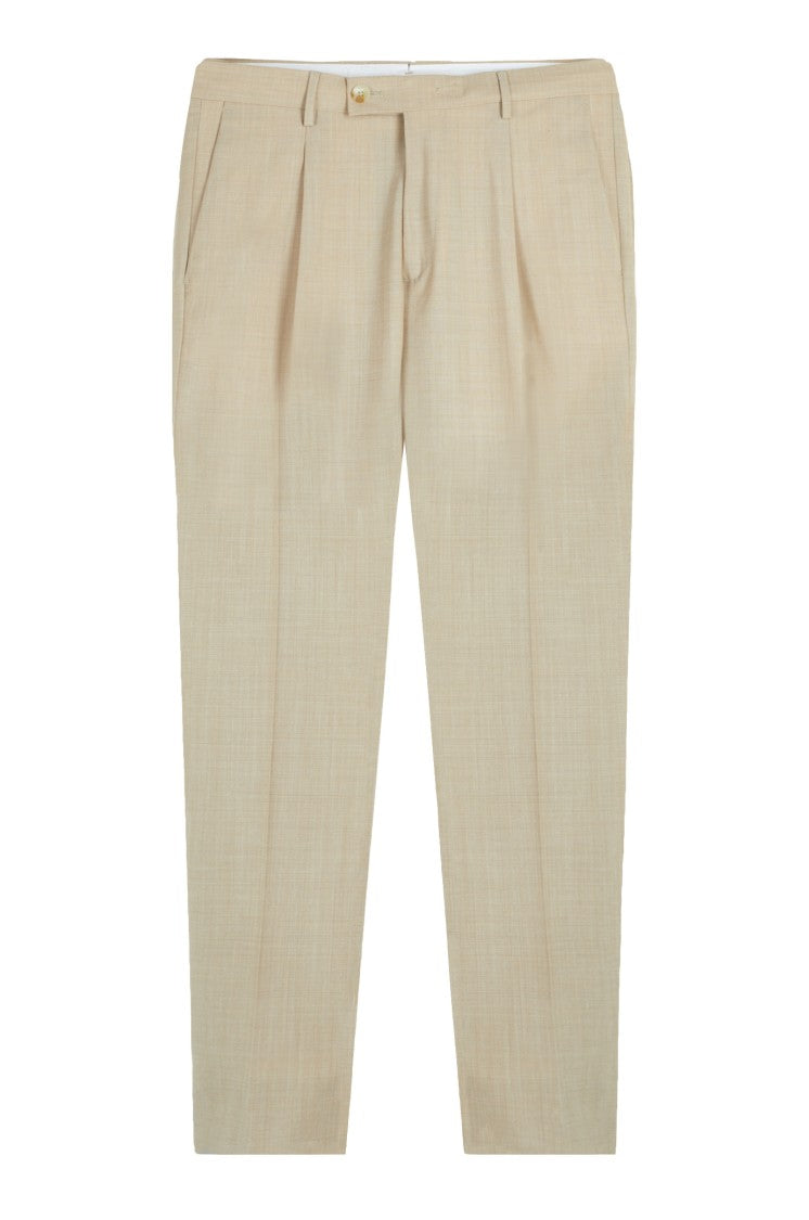 Gazzarrini X Michele Franzese Tailored Beige Trousers With Front Pleats
