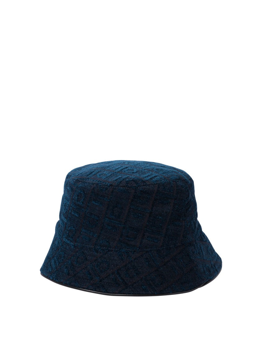Ferragamo Textured Blue Bucket Hat
