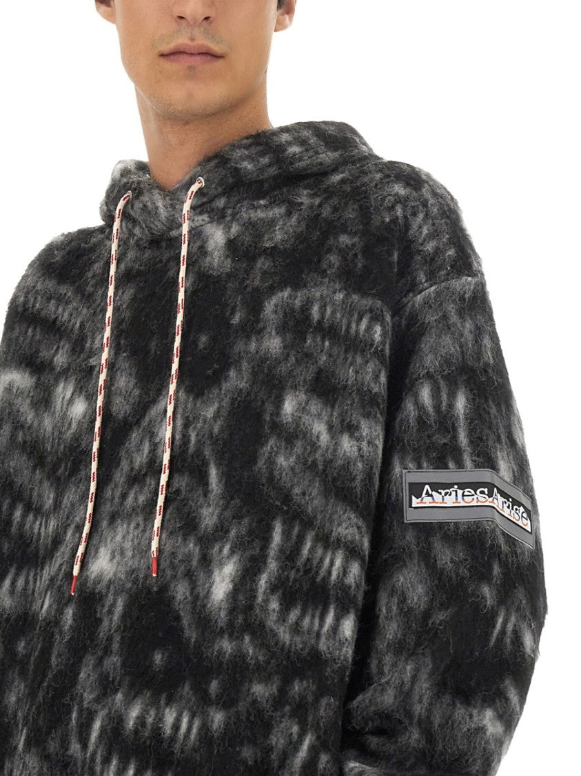 Aries Textured Grey Oversized Sweatshirt