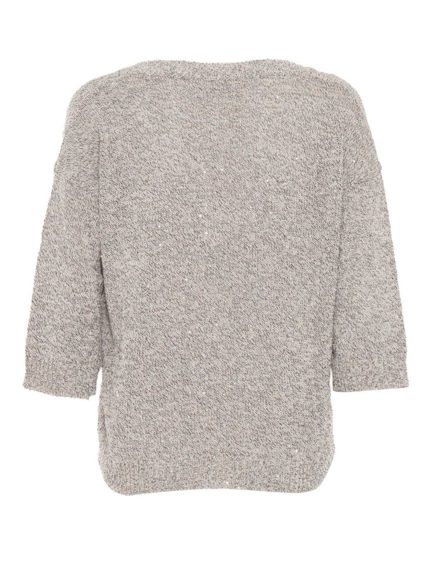 Kangra Cashmere Three-Quarter Sleeve Pullover With Subtle Sequins