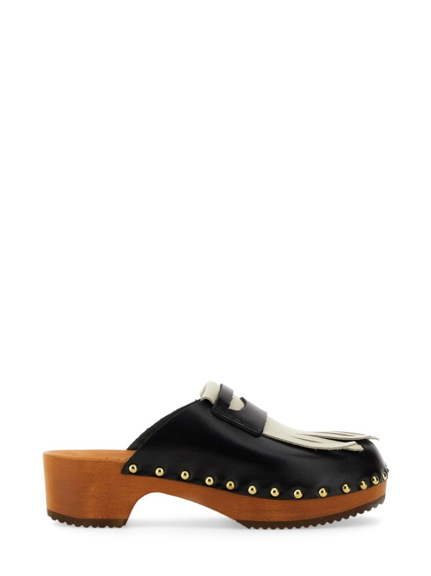 Jejia Fringe-Detail Leather Clogs