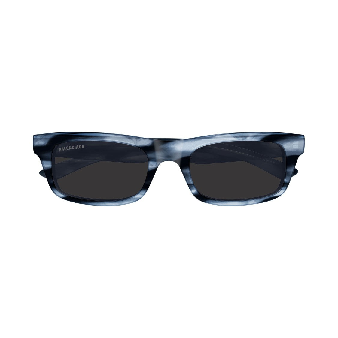 Balenciaga Bb0422s Marbled Dark Blue Rectangular Sunglasses