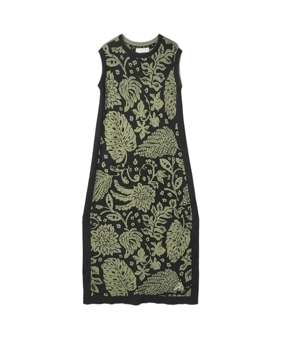 Jil Sander Textured Botanical Pattern Maxi Dress