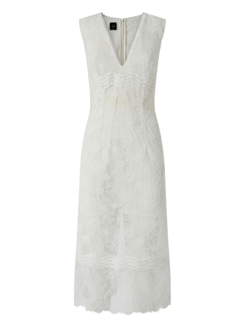 Pinko Intricate Lace Midi Dress With V-Neckline