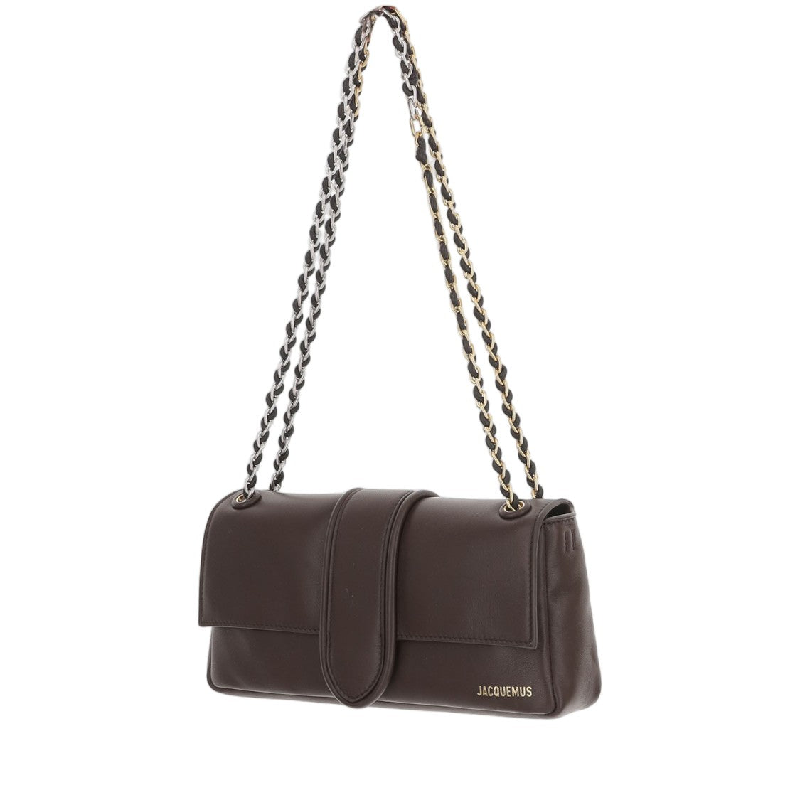 Jacquemus Dark Brown Chaine Two-Tone Chain Lambskin Shoulder Bag