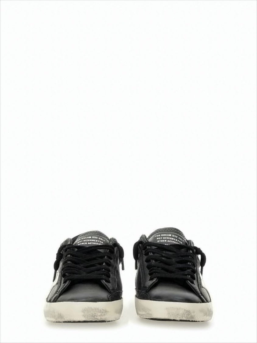 Golden Goose Lambskin Leather Low-Top Sneakers With Distressed Finish