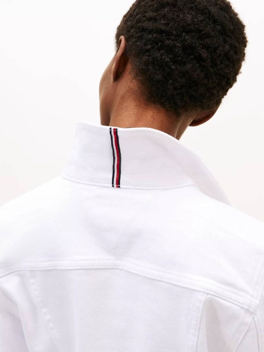 Tommy Hilfiger White Cropped Denim Flap Jacket