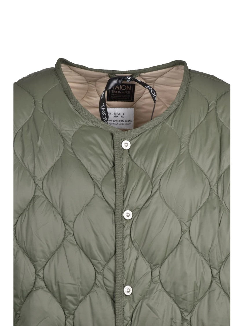 Taion Long Quilted Nylon Down Jacket With Thermal Insulation
