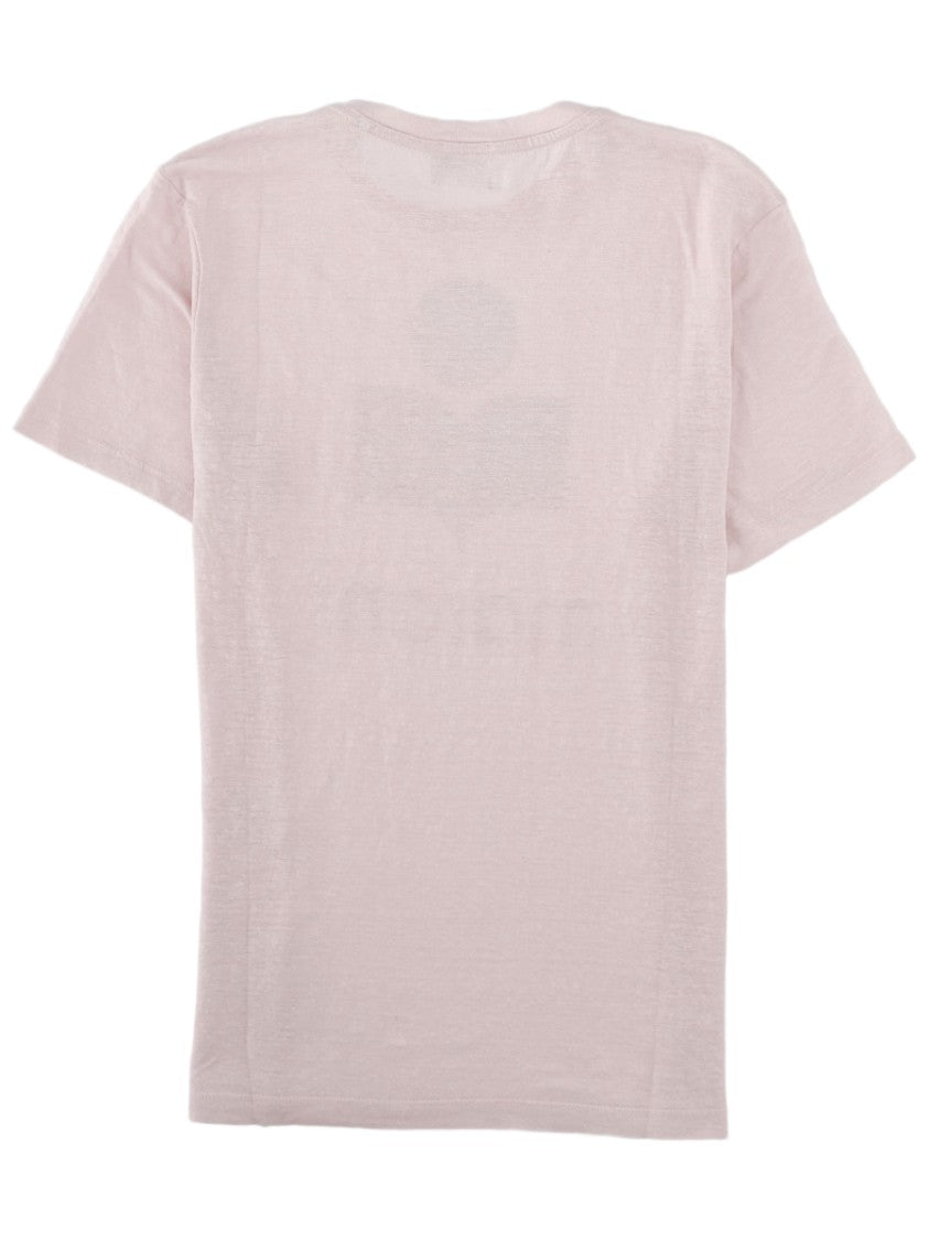 Isabel Marant Étoile Zewel Light Pink Textured Logo Linen T-Shirt
