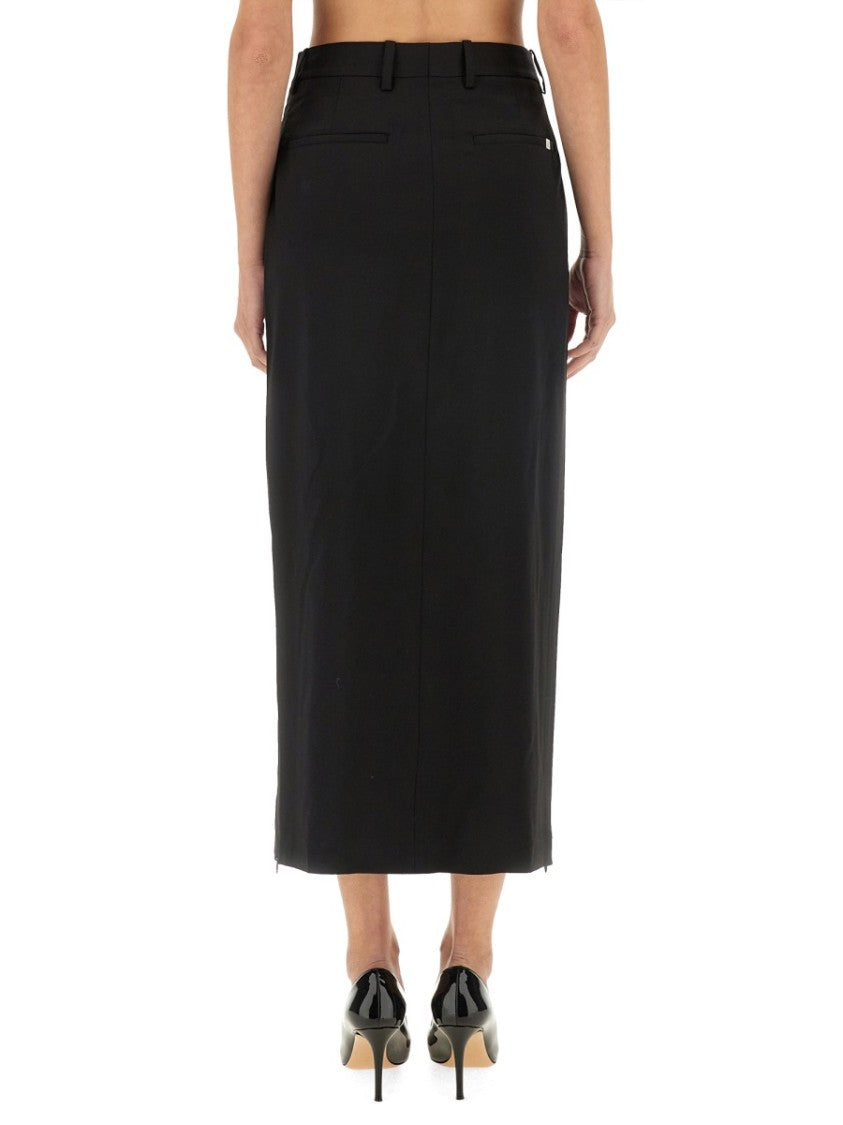Helmut Lang Straight-Cut Midi Skirt With High Waist
