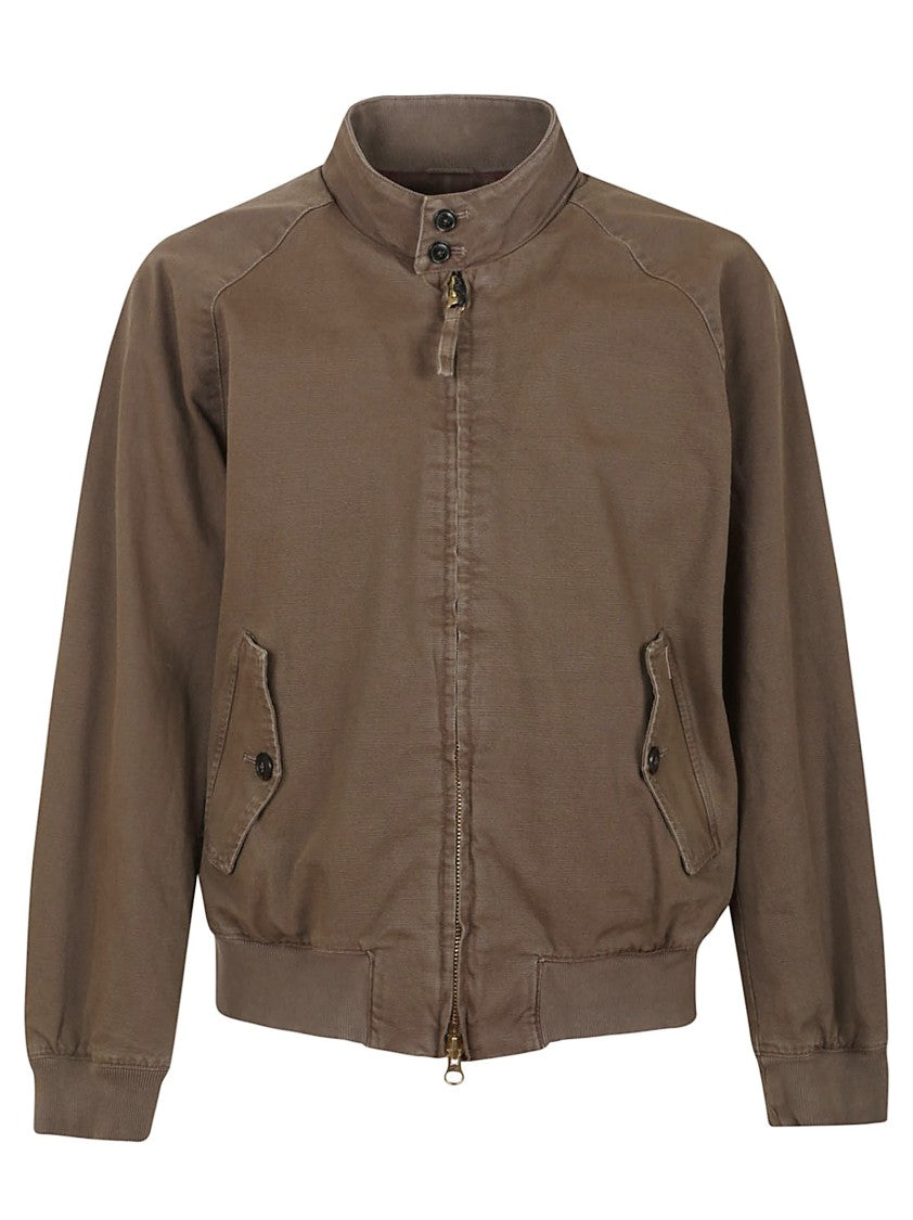 Baracuta Brown Canvas Bomber Jacket With Classic Silhouette