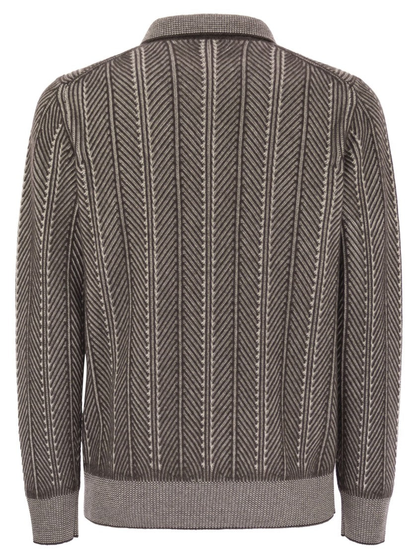 Brunello Cucinelli Vanisé Chevron Cashmere Sweater