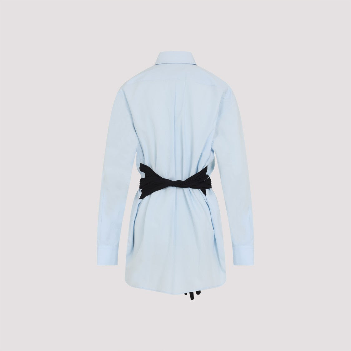 Mm6 By Maison Margiela Light Blue Cotton Shirt With Avant-Garde Belt Detail