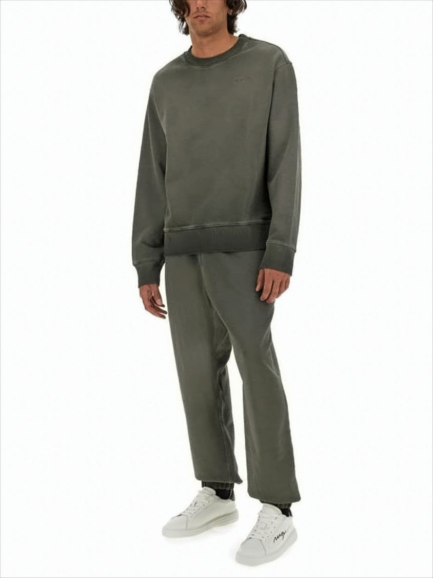 Msgm Relaxed Fit Grey Long-Sleeve T-Shirt With Ribbed Cuffs