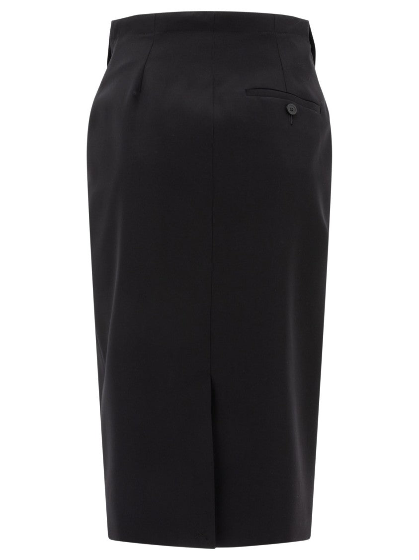 Alexander Mcqueen High-Waisted Black Wool Skirt