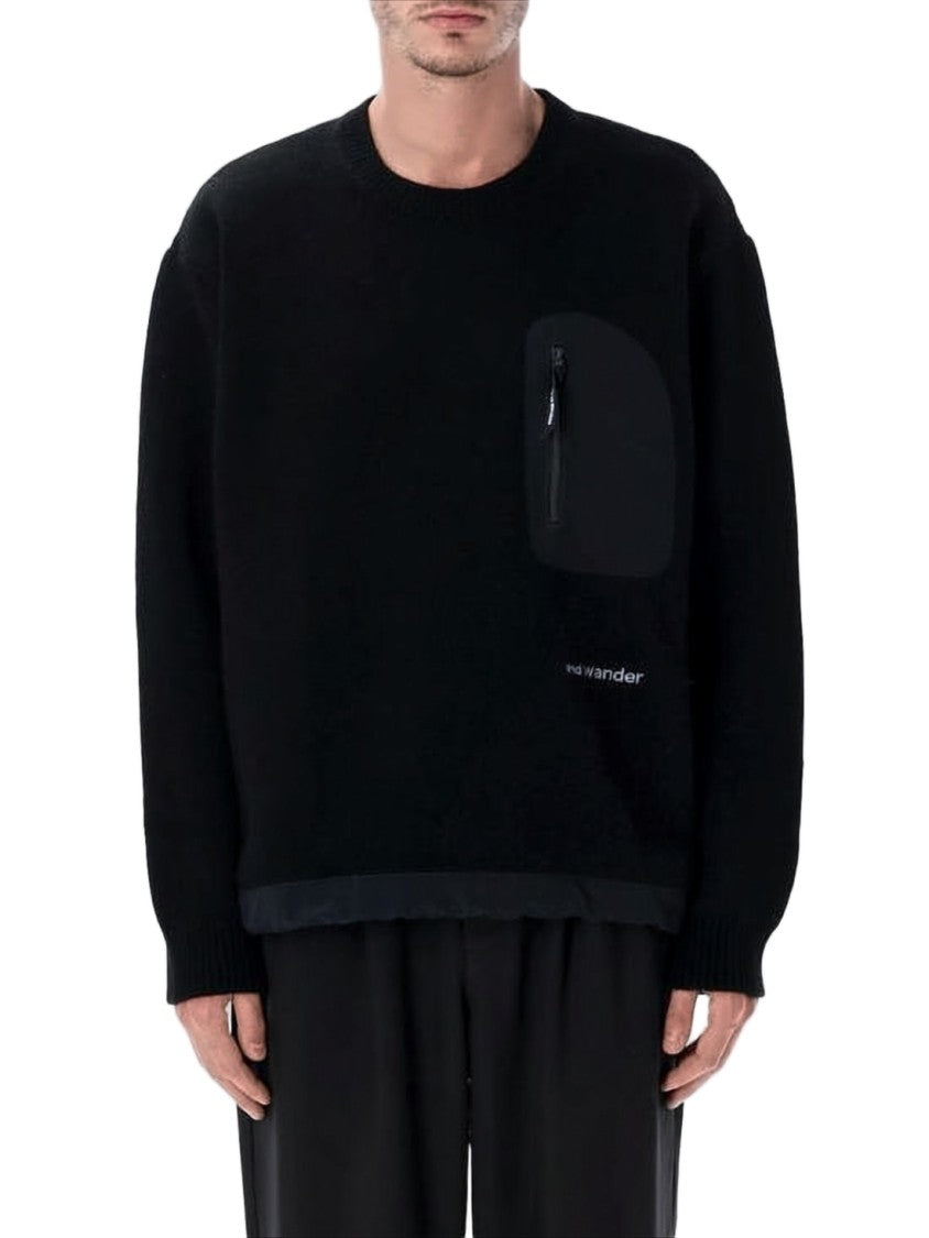 And Wander Relaxed Fit Black Sweater