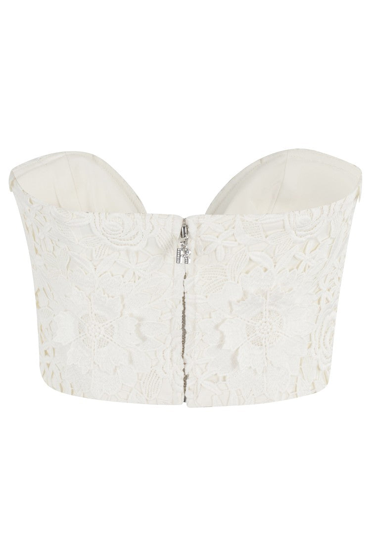 Rotate 3D Lace Corset Top With Sweetheart Neckline