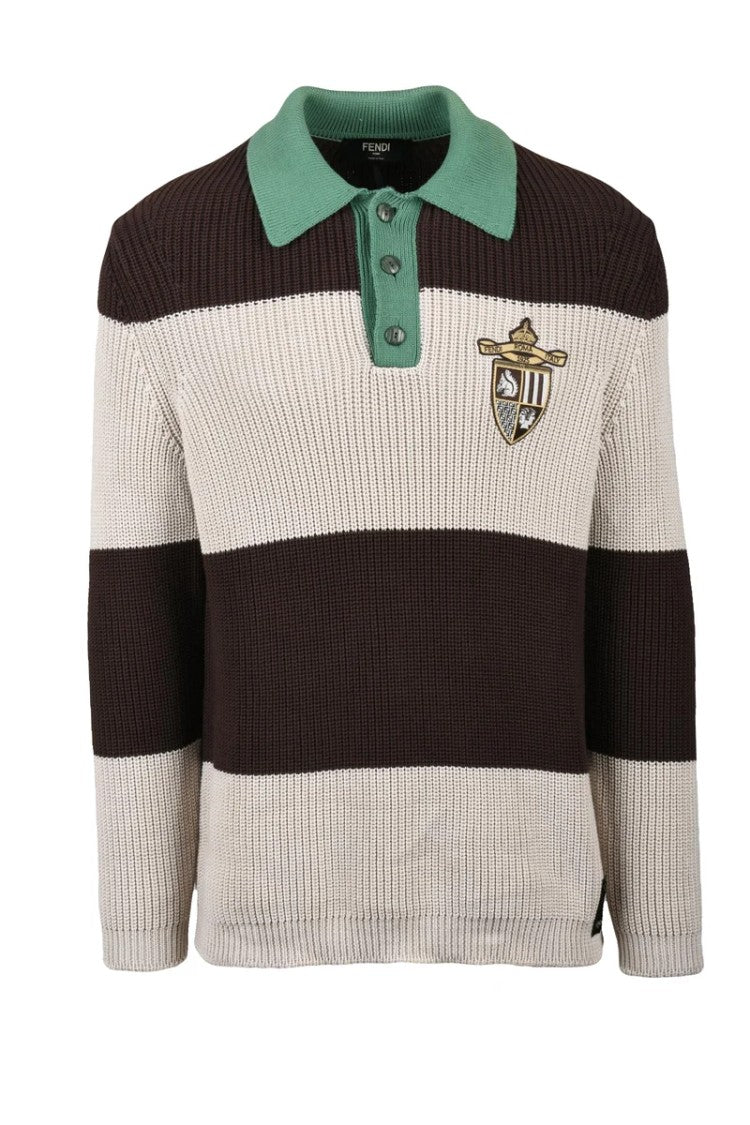 Fendi Tricot Polo Cotton - Green/Brown