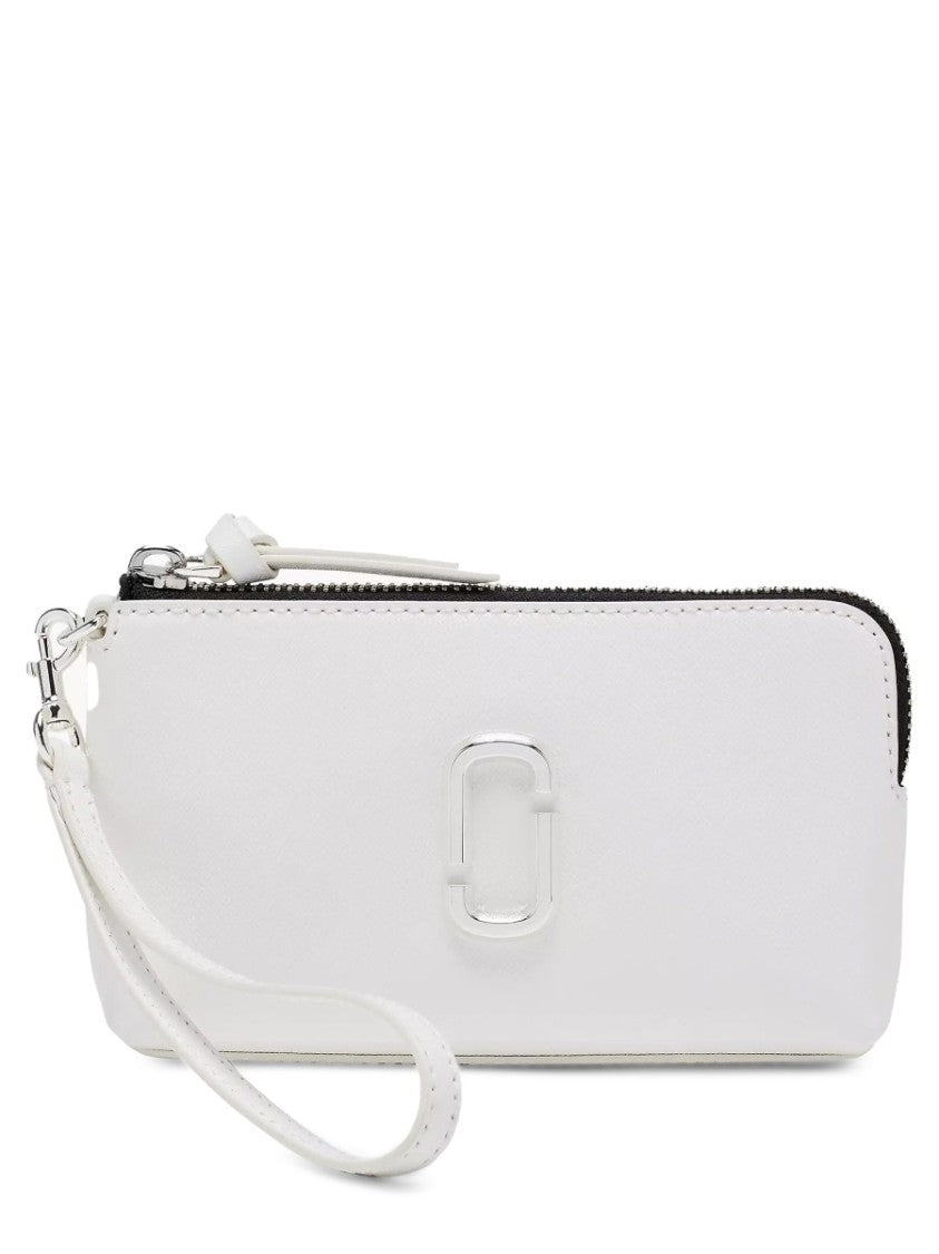 Marc Jacobs Black Textured Leather Top Zip Wristlet Pouch