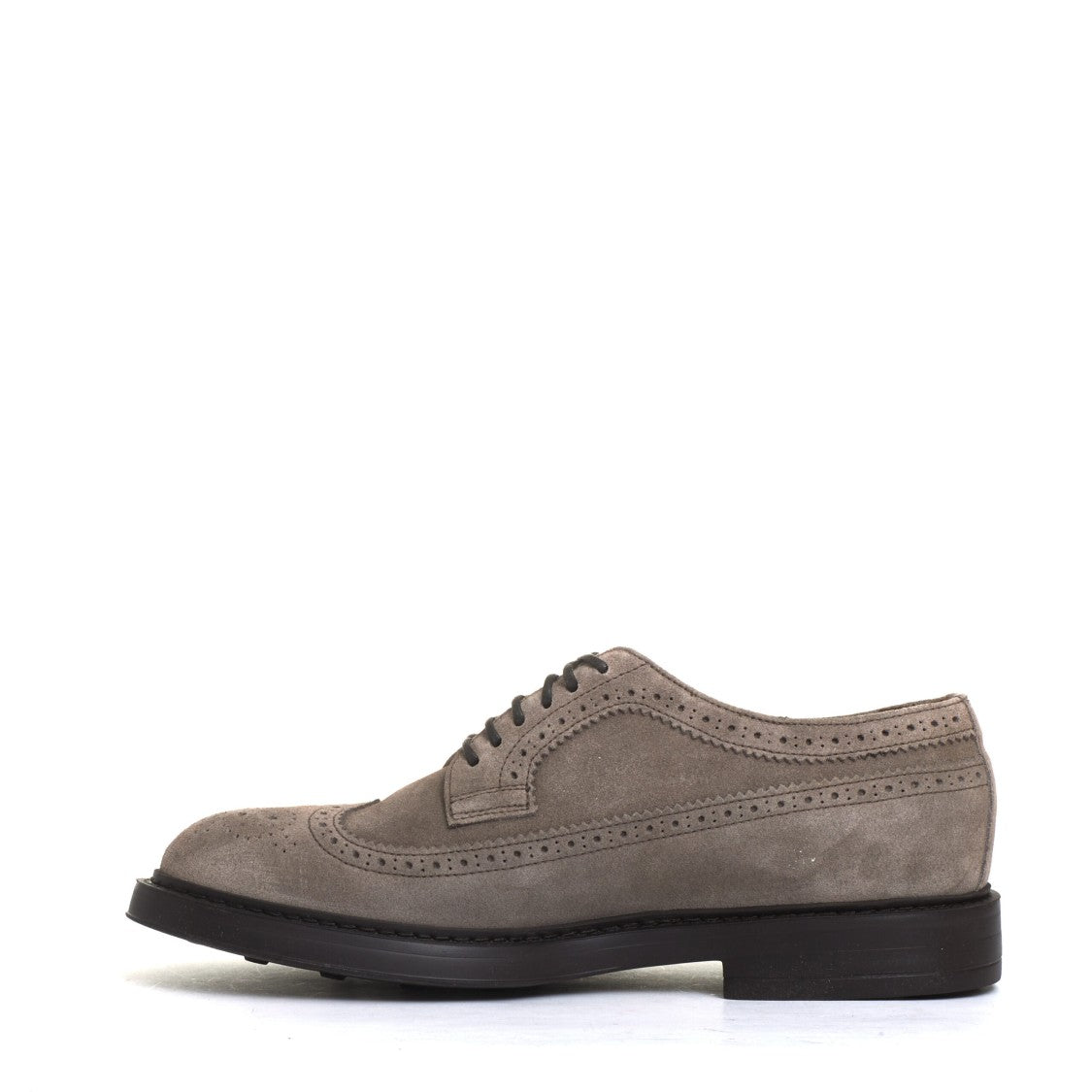 Doucal's Lace-Up Shoes With Holes In Dove-Grey Suede