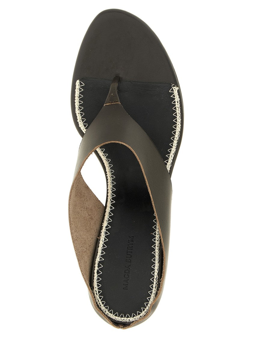 Magda Butrym Flip-Flop Style Leather Sandals With Curved Heel