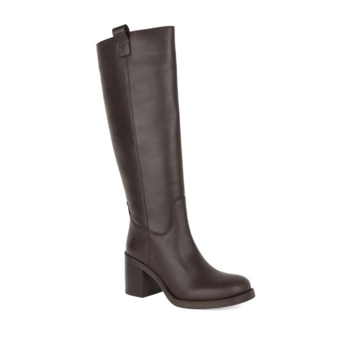 Sergio Moretti Brown Smooth Leather Block Heel Knee-High Boots