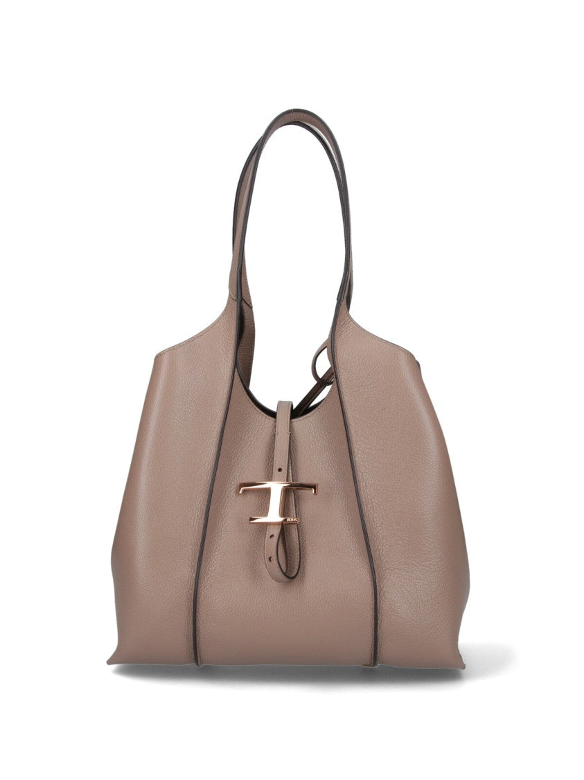 Tod's Taupe Leather Tote Bag