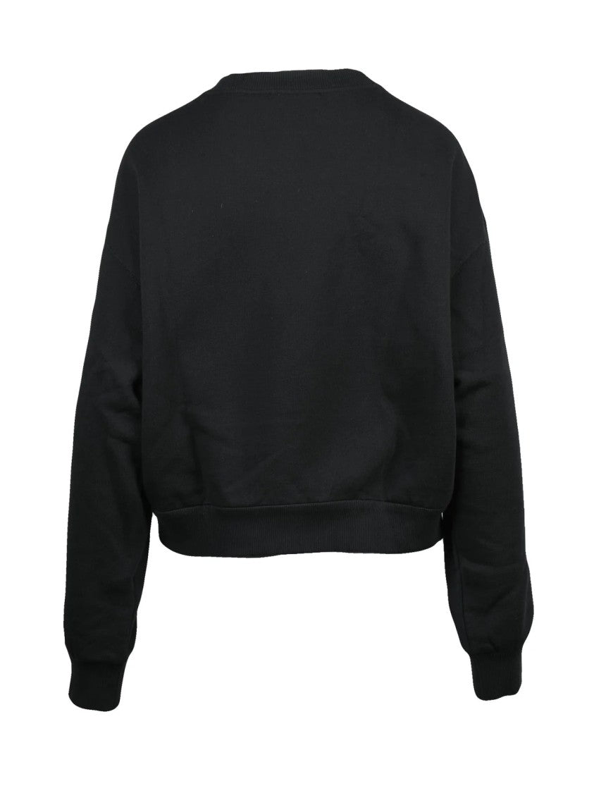 Dolce & Gabbana Black Playful Bunny Graphic Cropped Sweatshirt