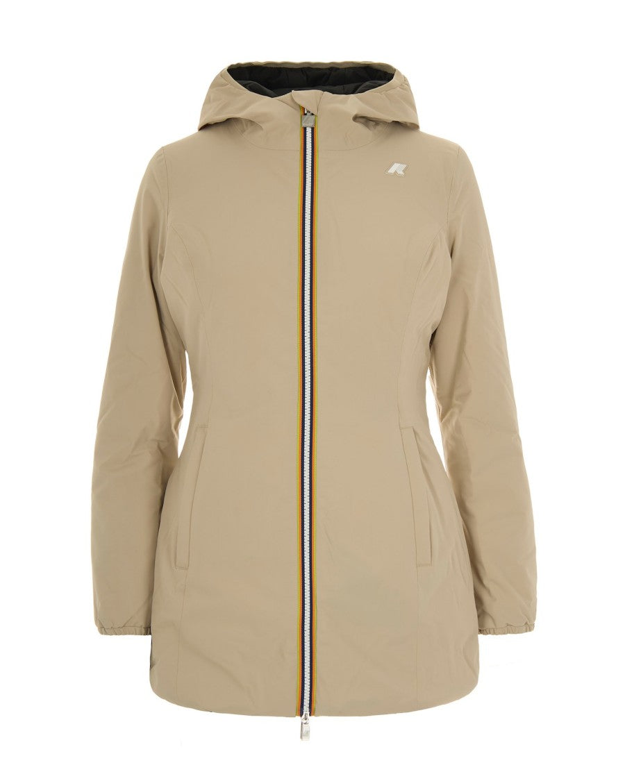 K-Way Denise St Warm Double Jacket In Beige/Black