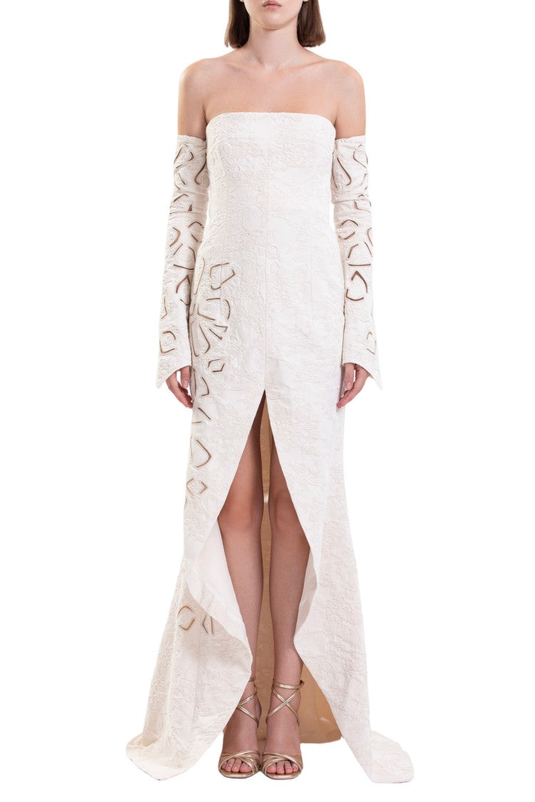 Saiid Kobeisy Jacquard Dress With Detachable Sleeves