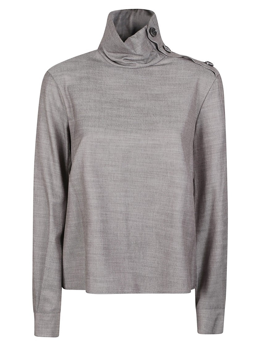 Patrizia Pepe Boxy Draped Collar Polyester-Blend Blouse