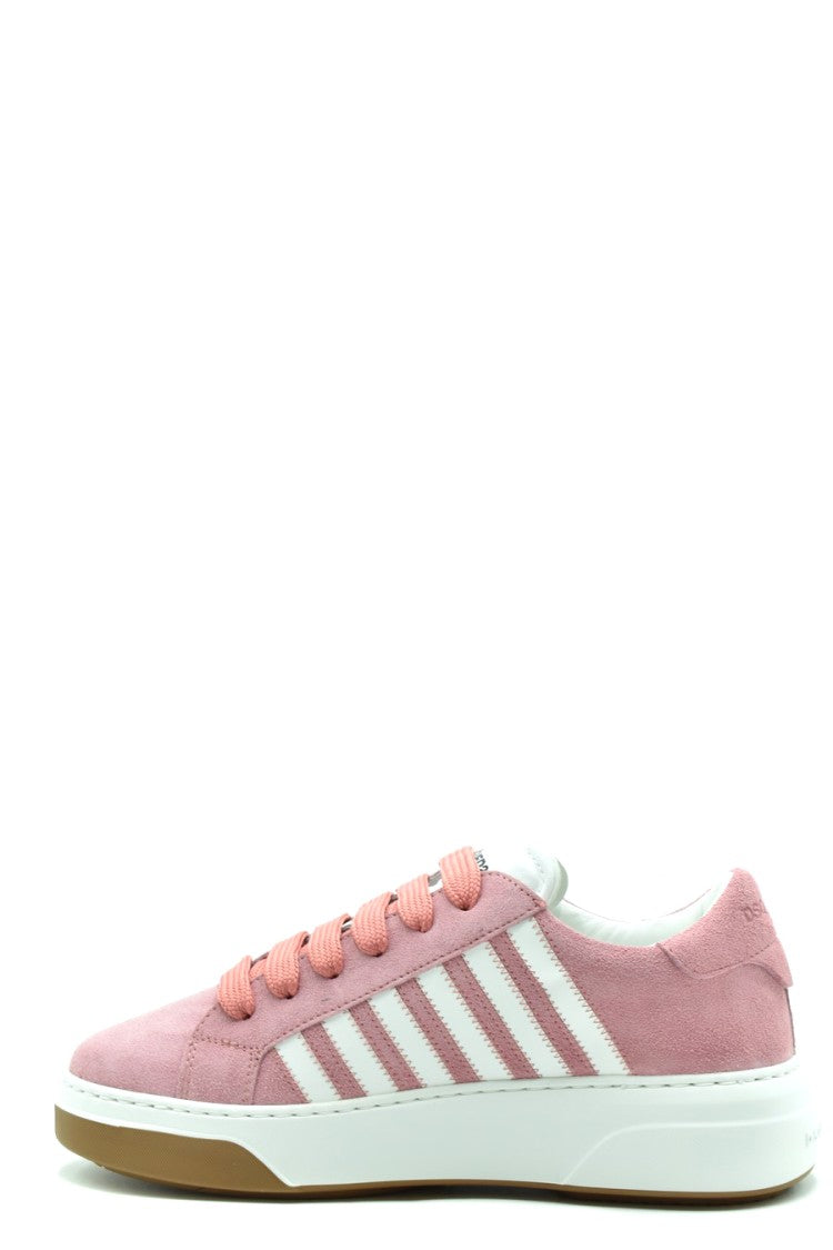 Dsquared2 Low-Top Pink Leather Sneakers With White Accents