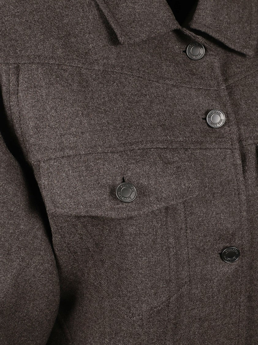 Max Mara Structured Brown Jacket With Classic Collar And Flap Pockets