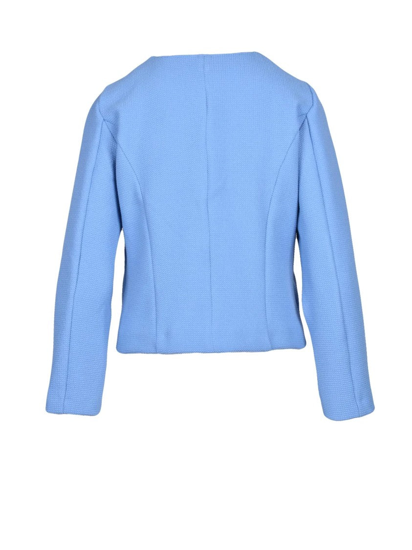 Emme By Marella Light Blue Cropped Cotton-Blend Jacket
