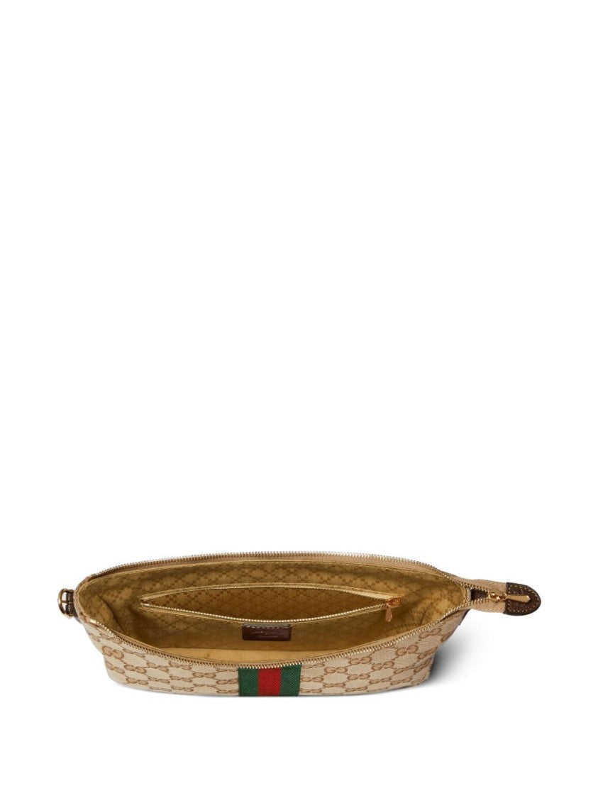 Gucci Sand Lunetta Gg Canvas Web Crossbody Bag