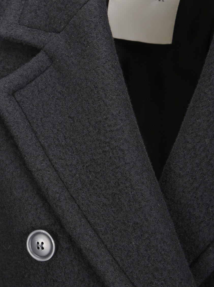 Sportmax Double-Breasted Wool Coat With Removable Belt And Side Pockets