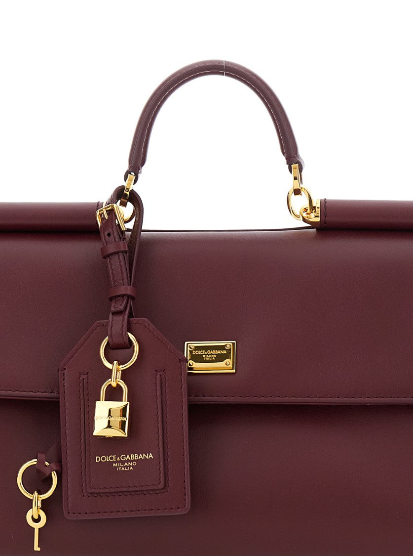 Dolce & Gabbana Structured Burgundy Shoulder Bag