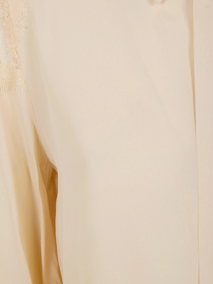 Twin-Set Puffed Sleeve Lace Plain Shirt