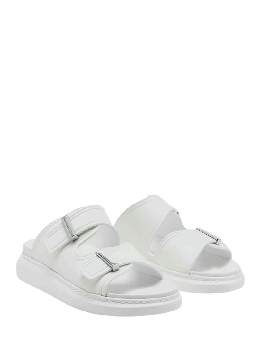 Alexander Mcqueen Rubber Slip-On Mules With Adjustable Metallic Straps
