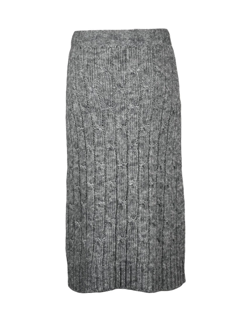 Max Mara Textured Cable Knit Longuette Skirt With Underskirt