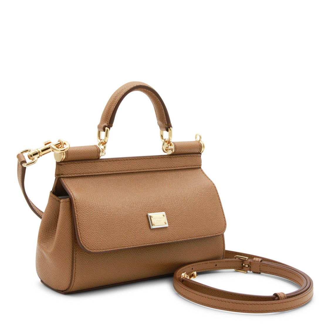 Dolce & Gabbana Caramel Leather Sicily Small Top Handle Bag