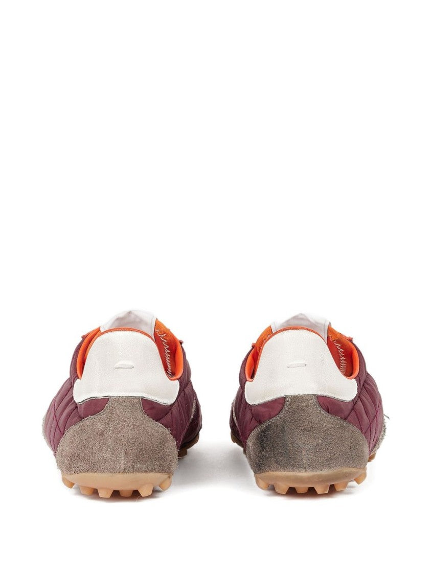 Maison Margiela Quilted Burgundy Sneakers With Orange Suede Accents