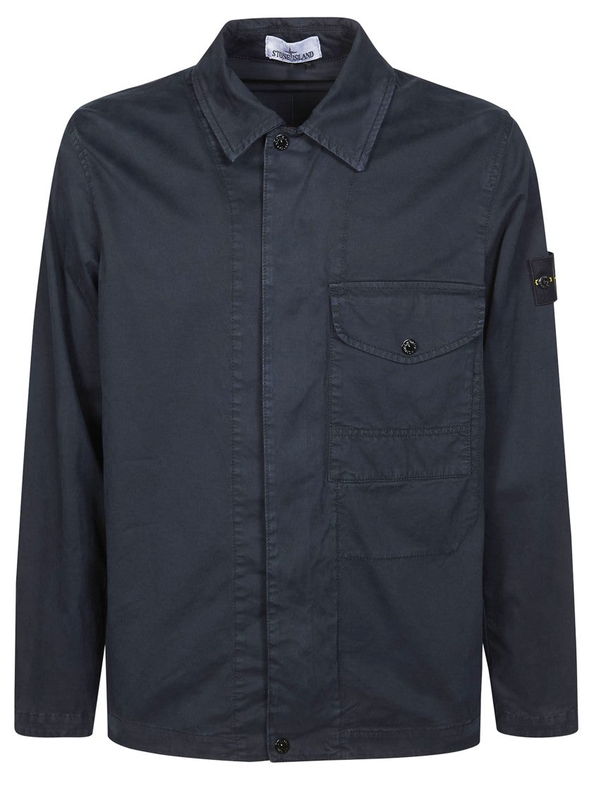 Stone Island Navy Cotton Sleeve Patch Jacket